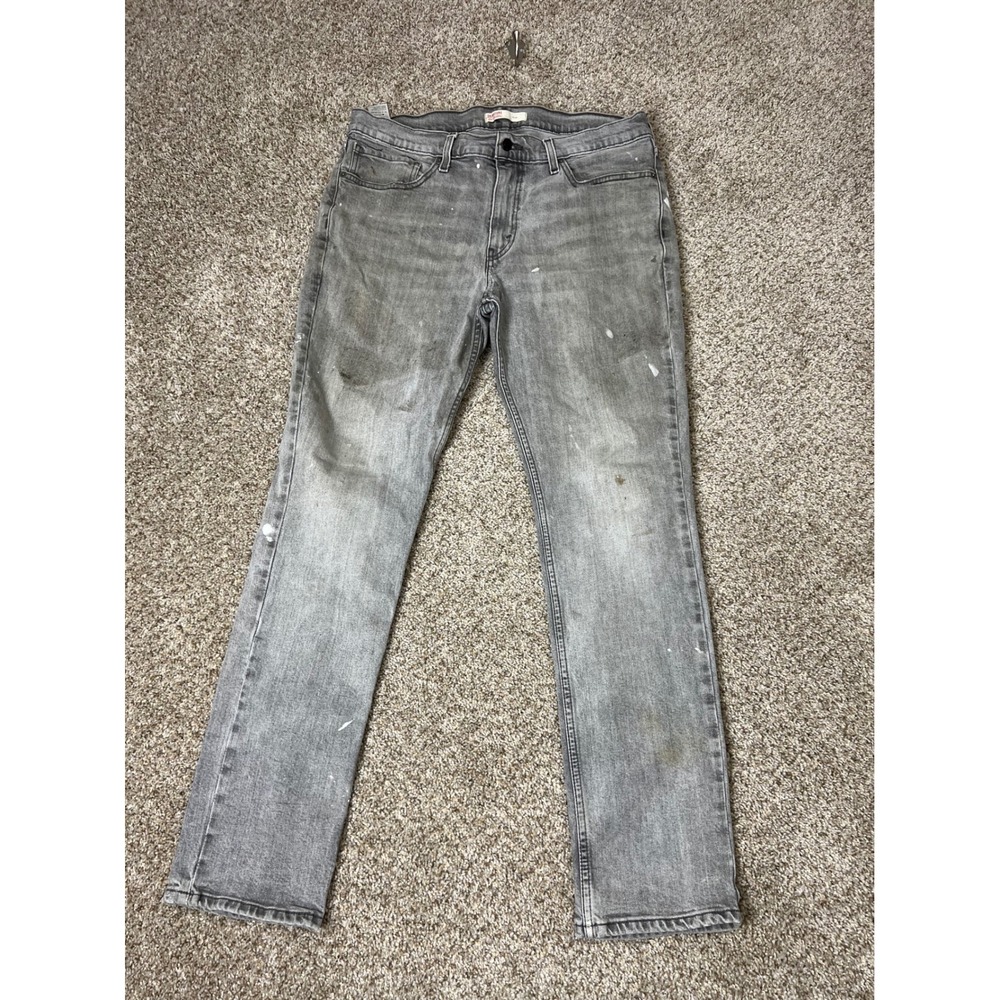 Signature by Levi Strauss Men 36x32 Slim Gray Jeans Paint Splatter 59178-0178
